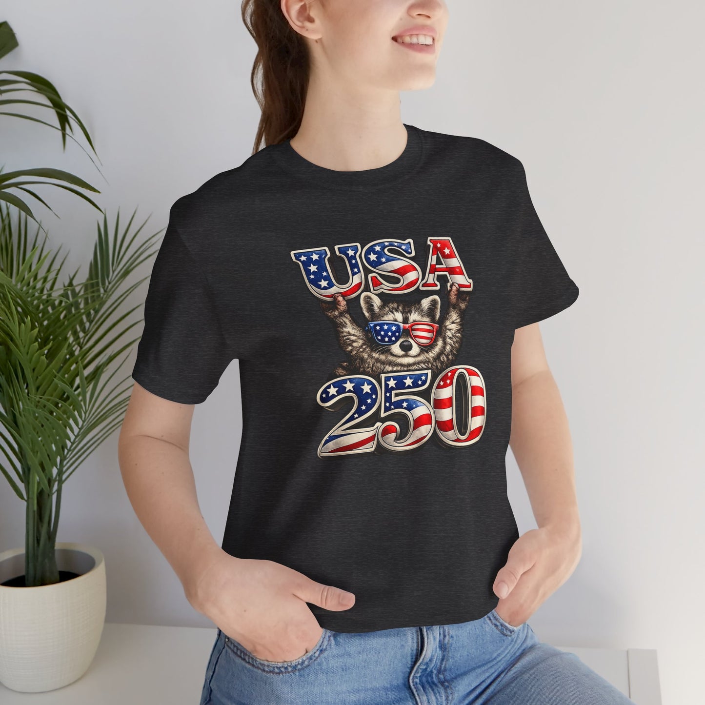 Patriot Raccoon 250th Anniversary T-Shirt — 4th of July Fireworks Flag Tee