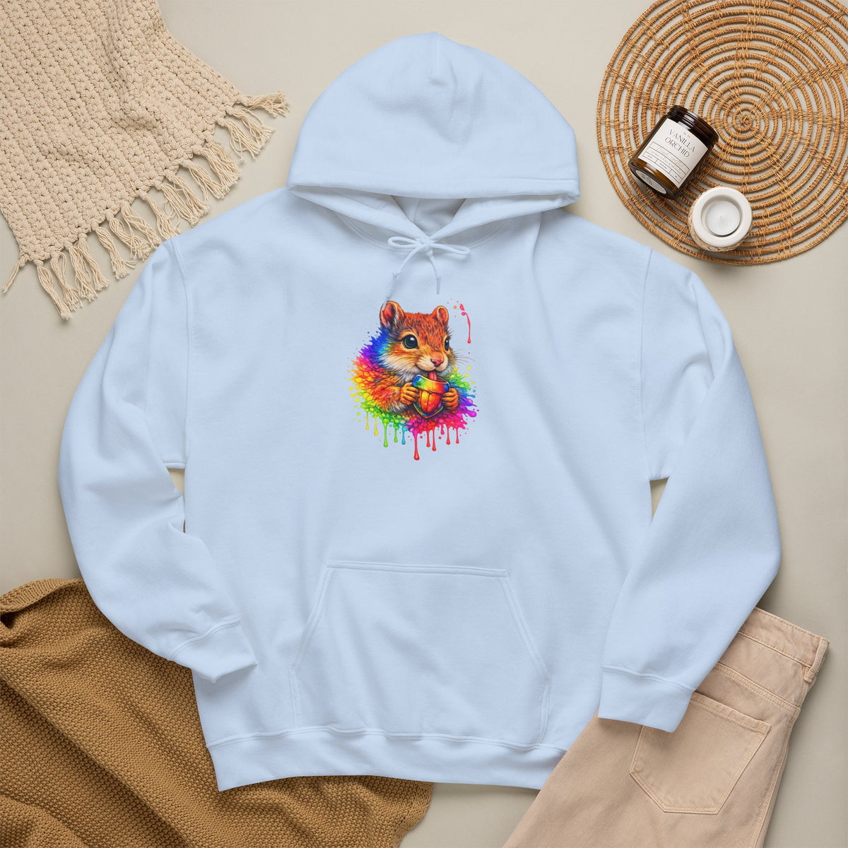 Watercolor Squirrel Hooded Sweatshirt