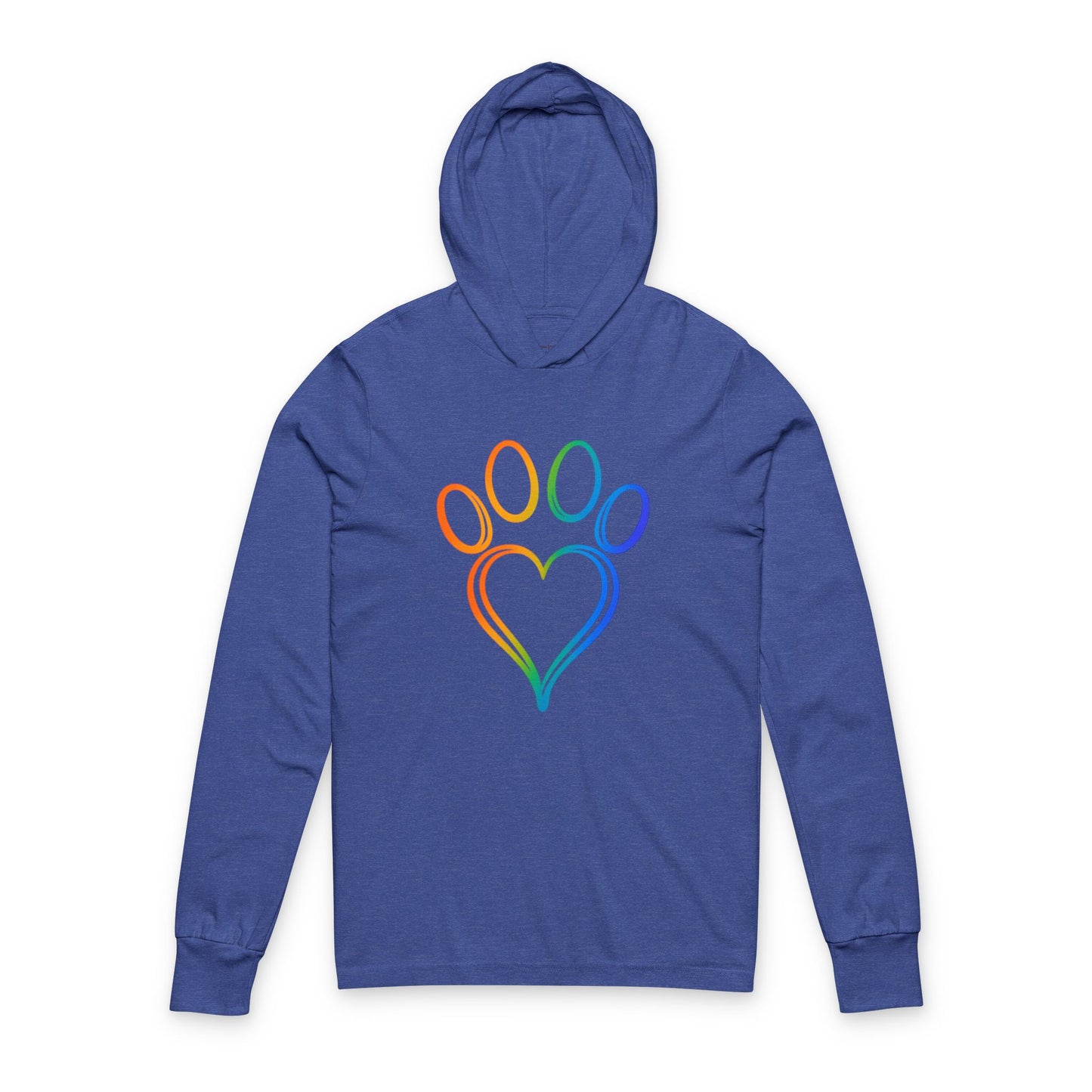 Continuous Line Art Heart/Paw Hooded Long Sleeve Tee