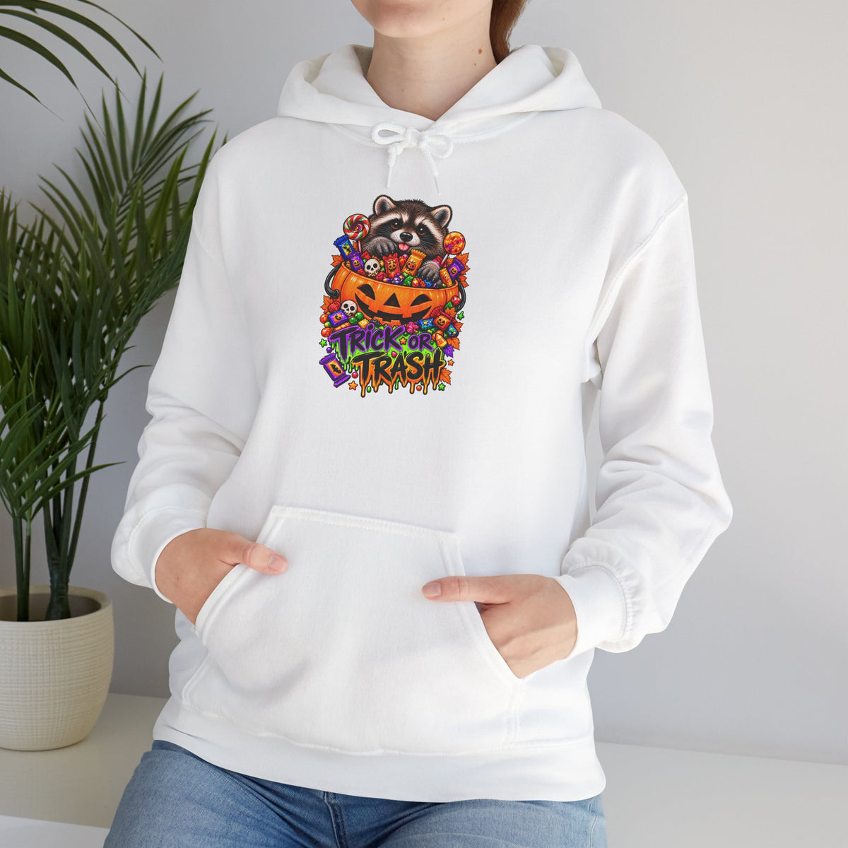 Trick or Trash Raccoon Hooded Sweatshirt