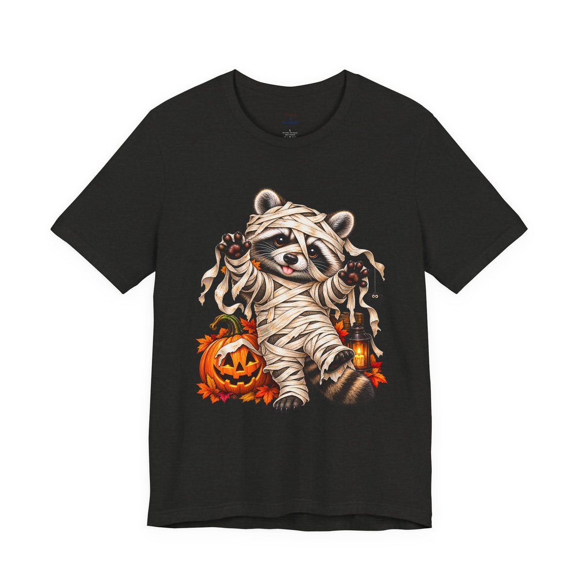 Halloween Mummy Raccoon and Black Cat T-Shirt