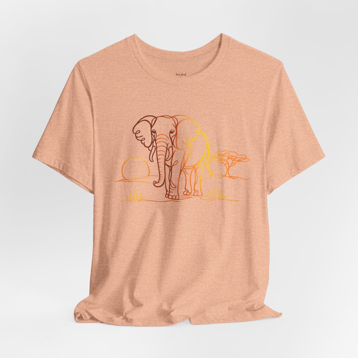 Elephant Sunset Tee — Minimal Line Art Safari T-Shirt