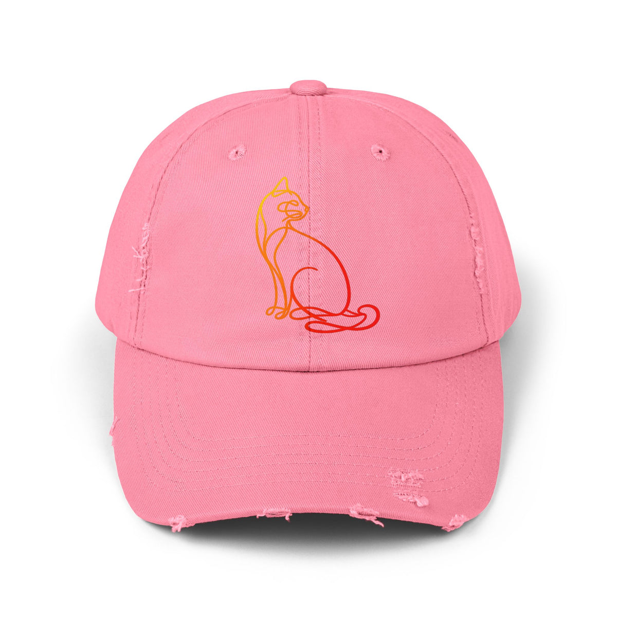Sunrise Cat Distressed Cap