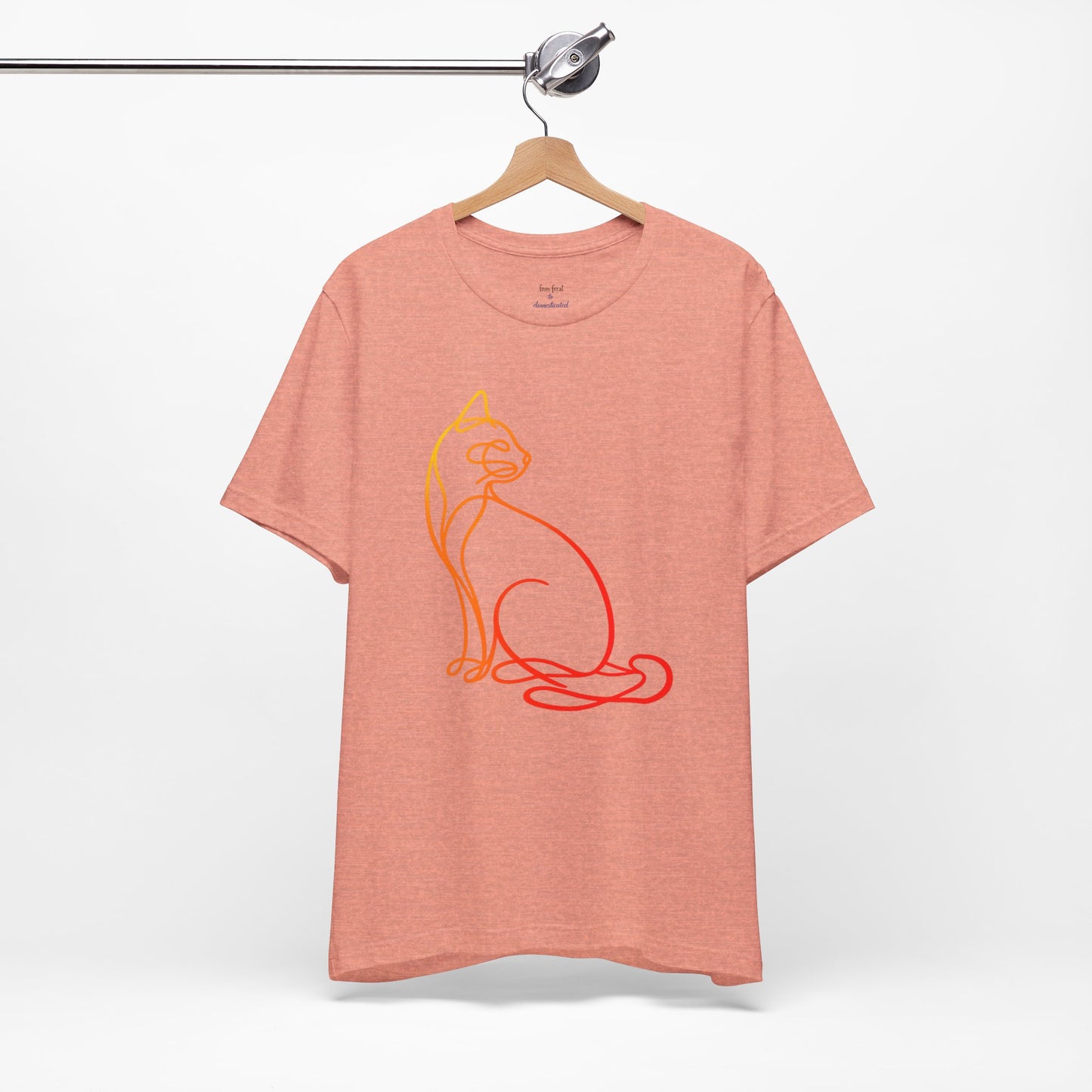 Colorful Line-Work Sitting Cat T-Shirt