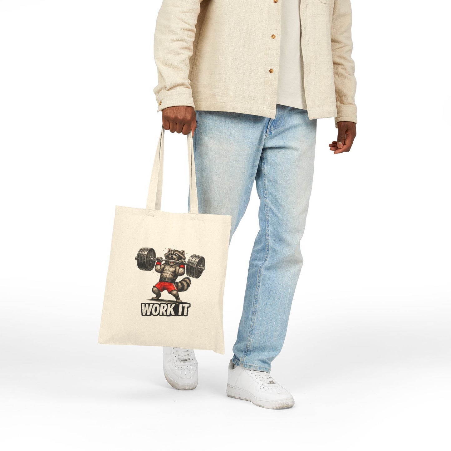 Work It Raccoon Canvas Tote Bag