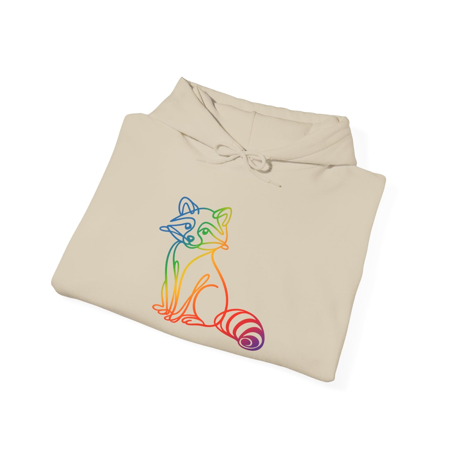 Rainbow Line Art Raccoon Hoodie