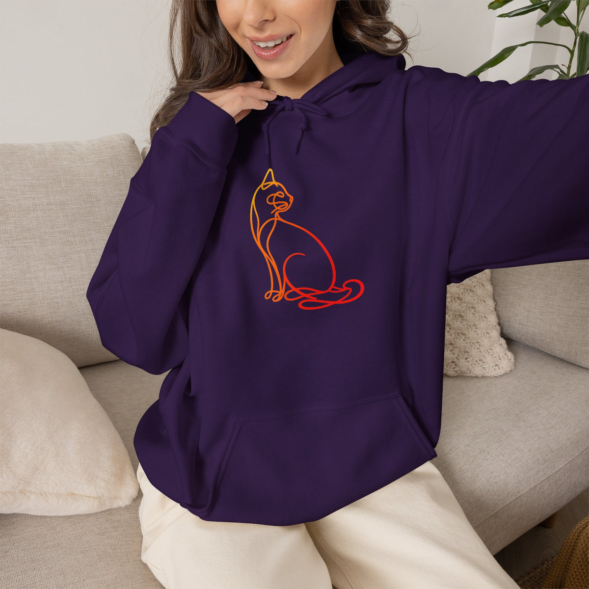 Sunrise Cat Hooded Sweatshirt