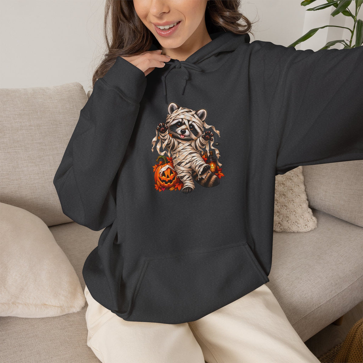 Mummy Raccoon Halloween Hooded Sweatshirt