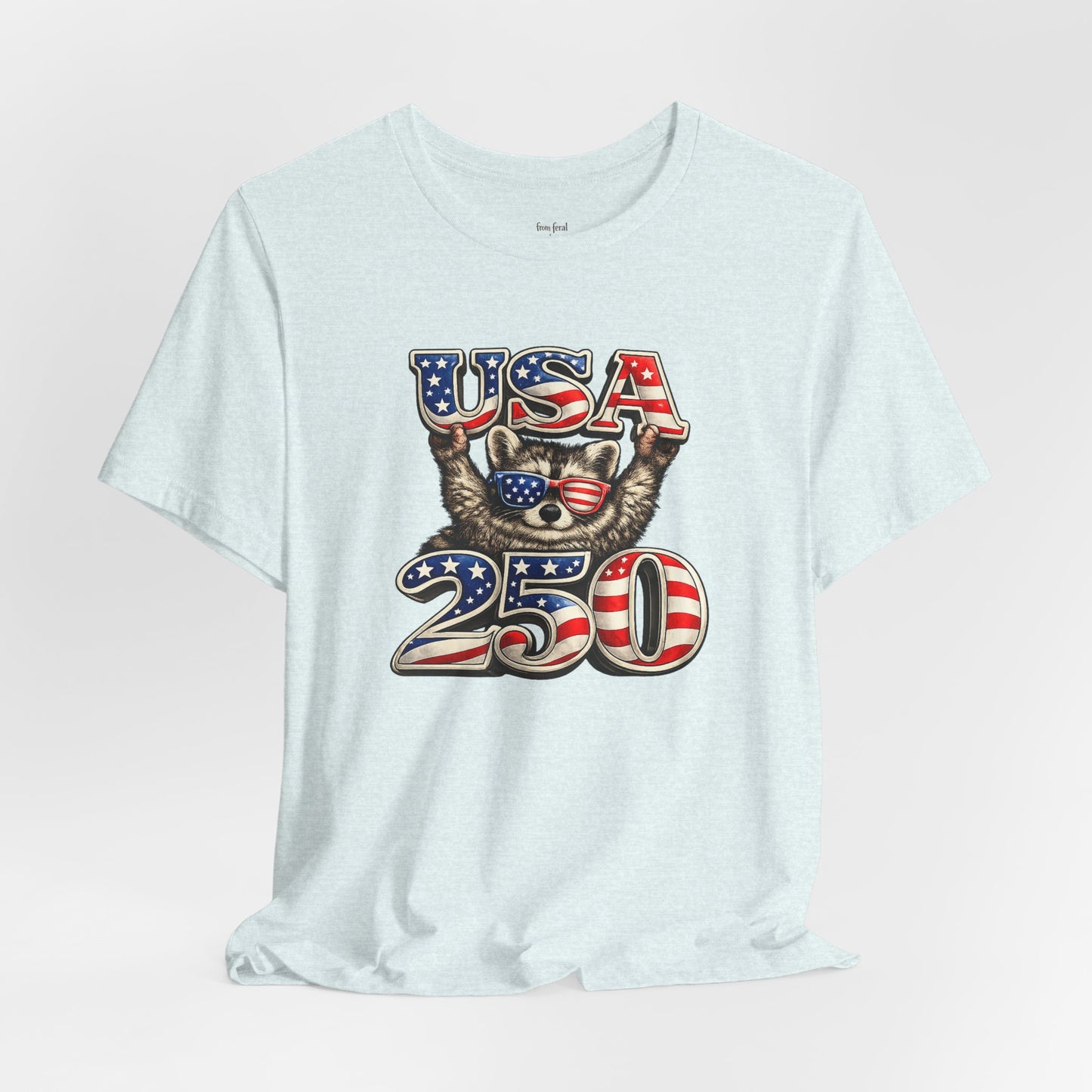 Patriot Raccoon 250th Anniversary T-Shirt — 4th of July Fireworks Flag Tee