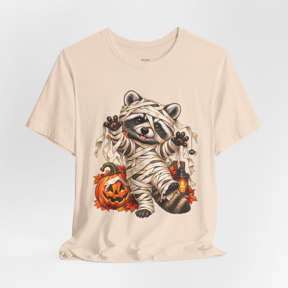 Halloween Mummy Raccoon and Black Cat T-Shirt