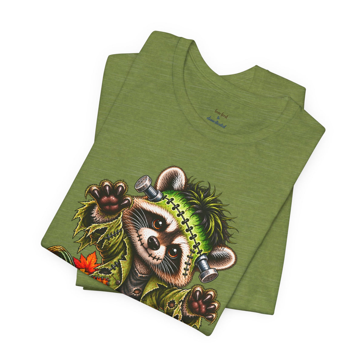 Halloween Frankenstein Raccoon and Black Cat T-Shirt