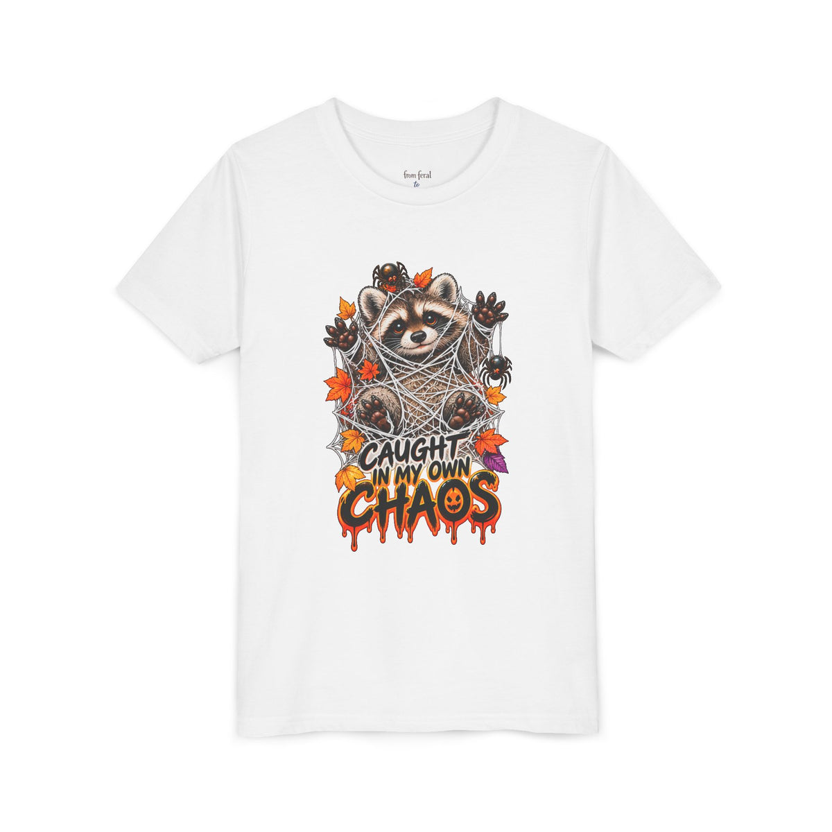 Caught Raccoon Youth Tee — Raccoon Kids Tshirt