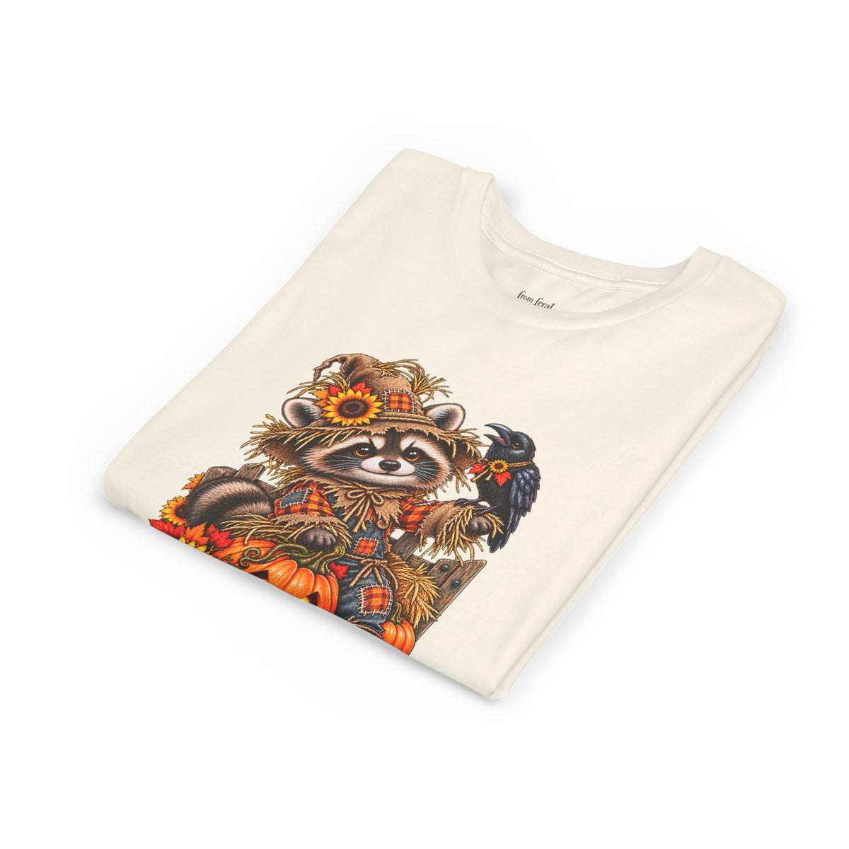 Fall Scarecrow Youth Tee — Raccoon Kids Tshirt