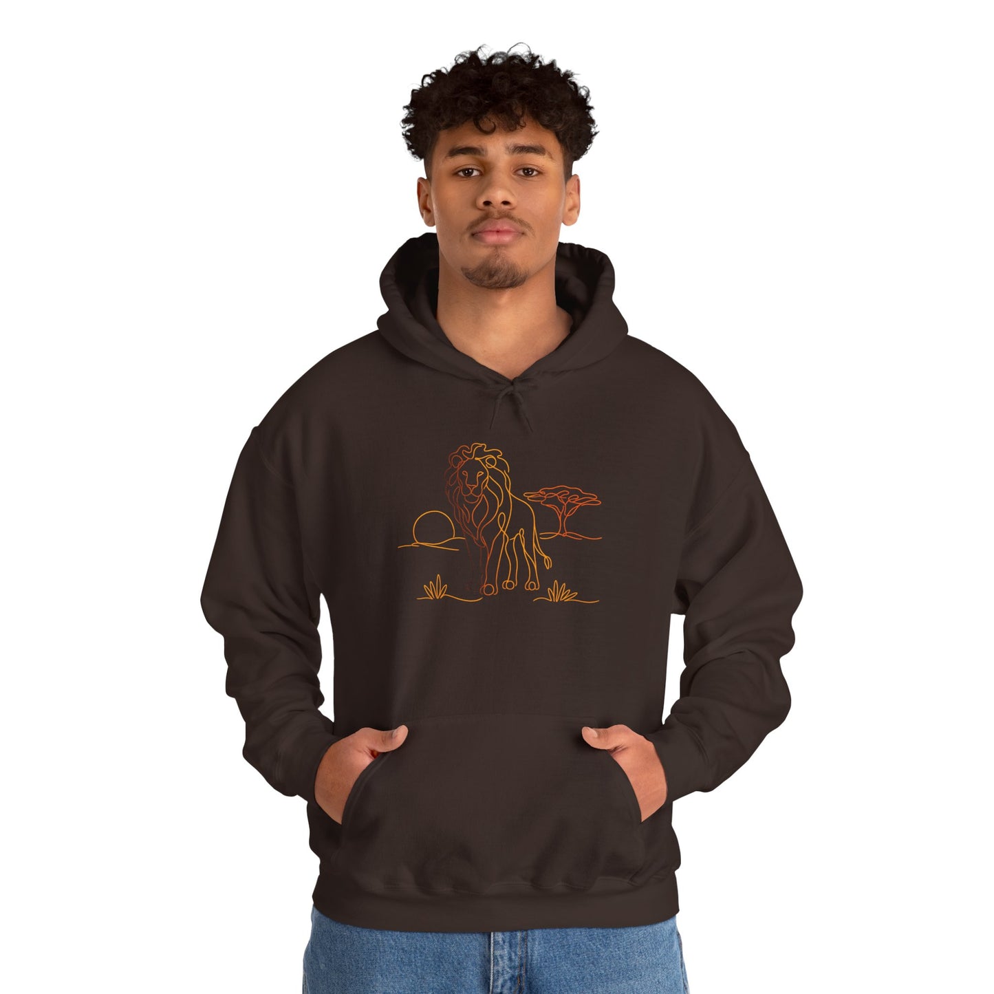 Lion Line Art Hoodie — Minimal Safari Sweatshirt