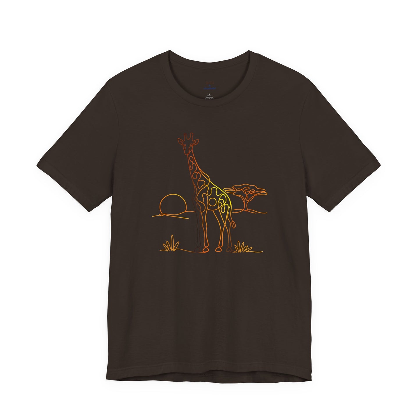 Giraffe Sunset Tee — Minimal Line Art Safari T-Shirt