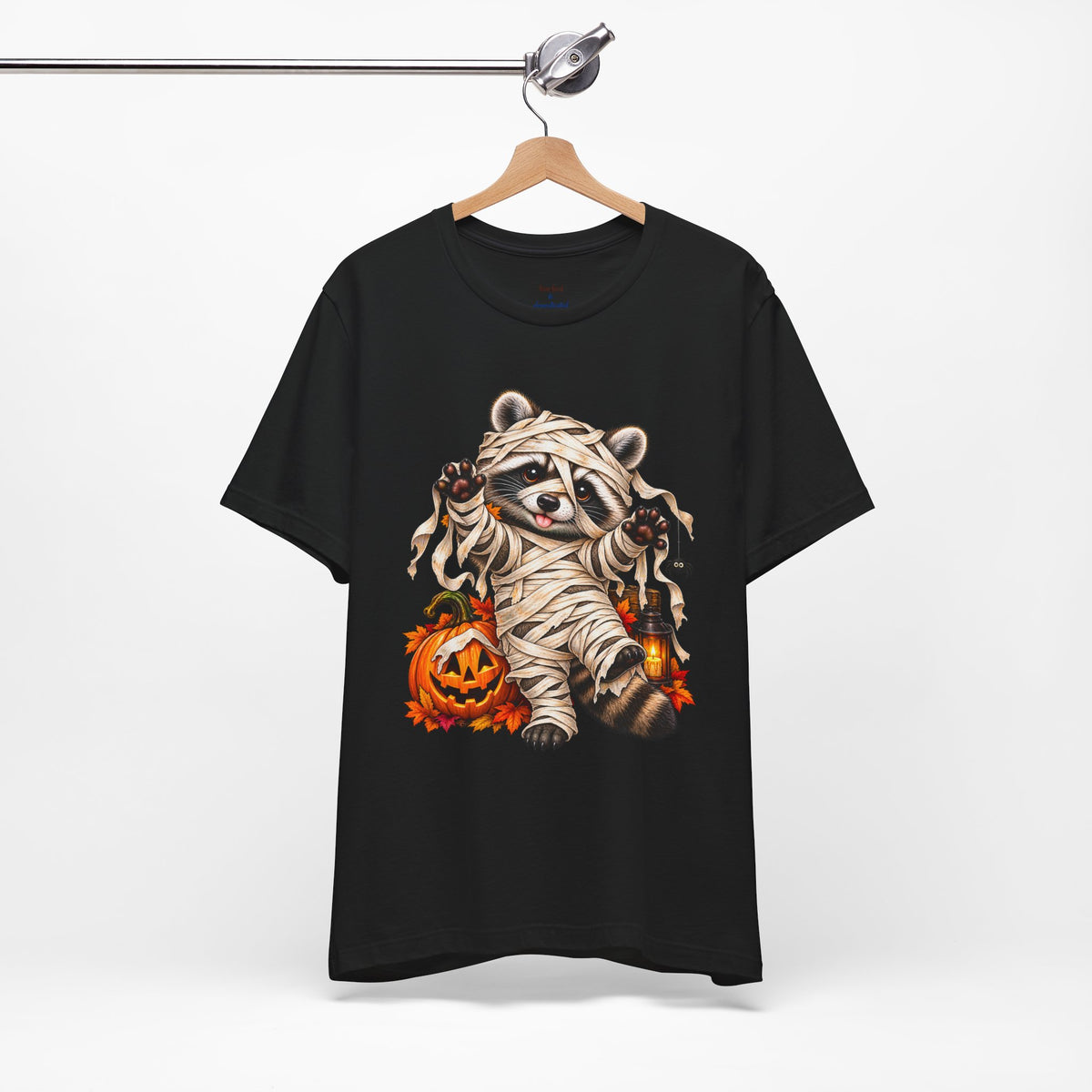 Halloween Mummy Raccoon and Black Cat T-Shirt