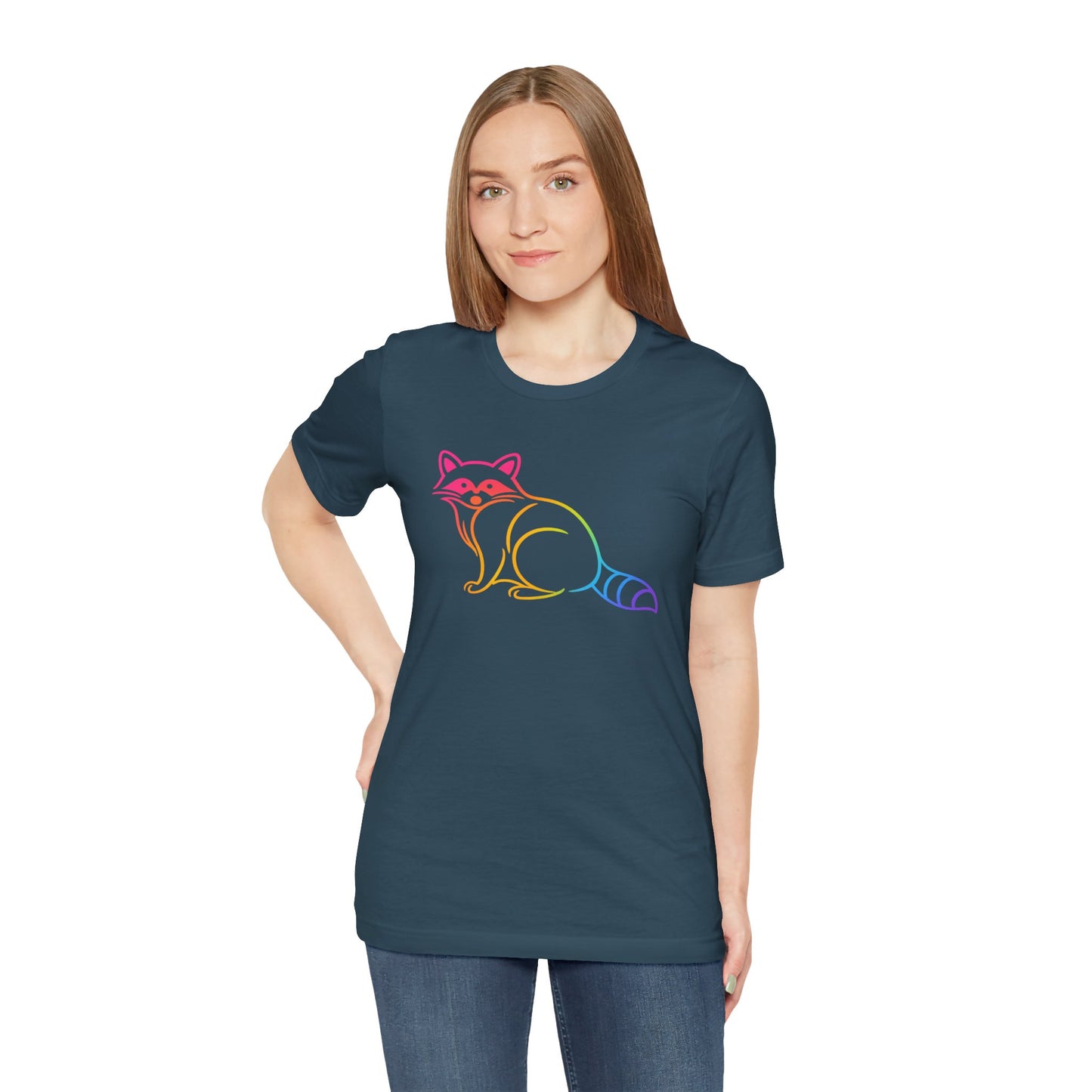 Raccoon Tee — Minimal Line Raccoon Scenic Graphic T-Shirt