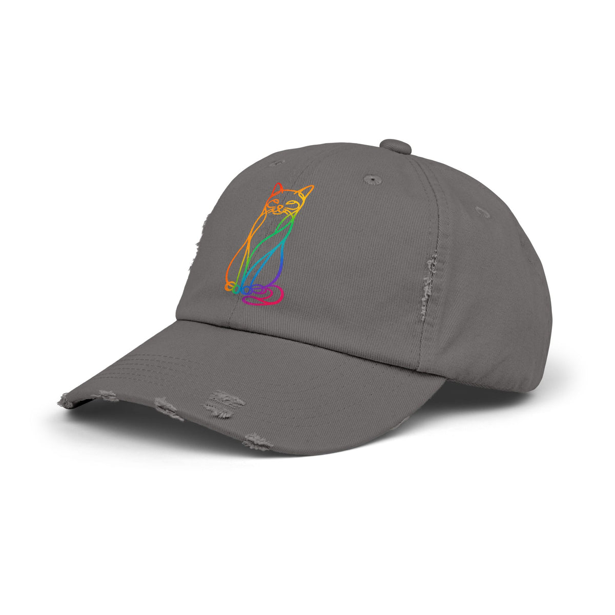 Rainbow Cat Distressed Cap