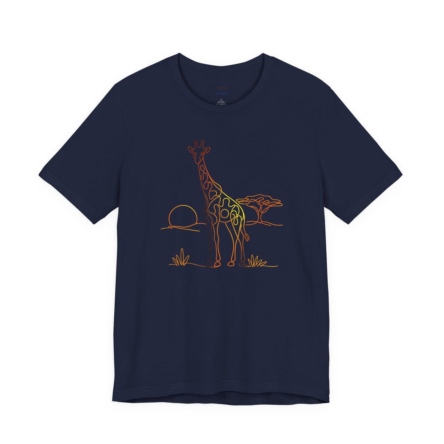 Giraffe Sunset Tee — Minimal Line Art Safari T-Shirt