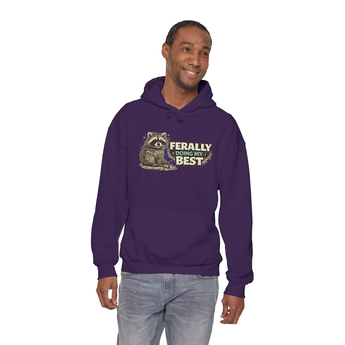 Raccoon "Ferally Doing My Best" Hooded Sweatshirt