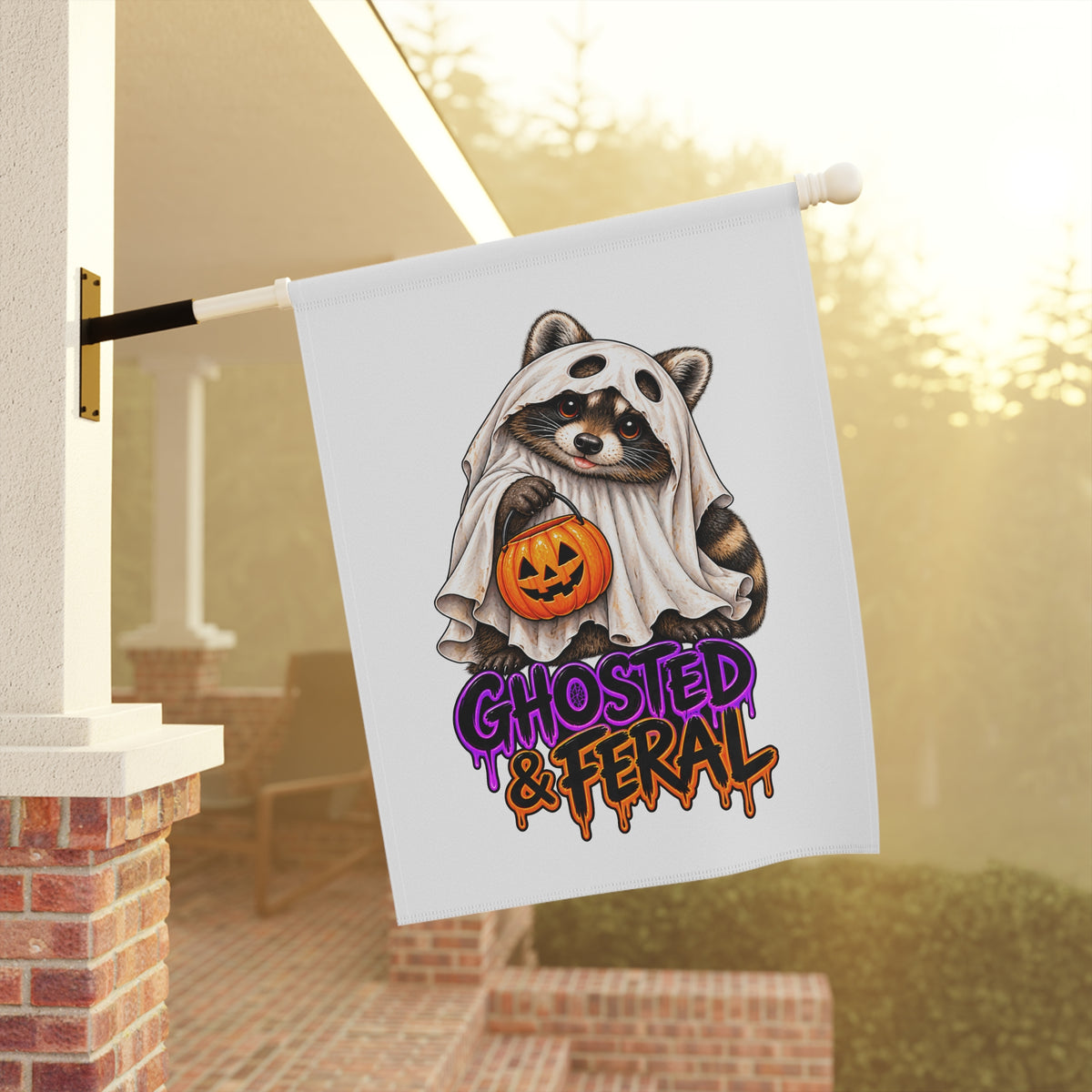 Ghosted Raccoon Garden Flag