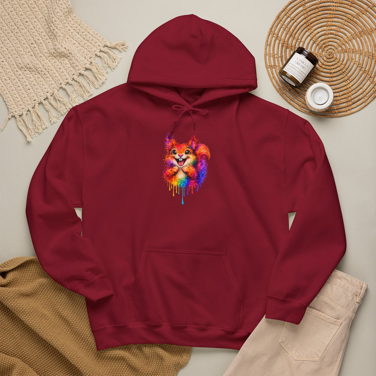 Watercolor Squirrel Hooded Sweatshirt