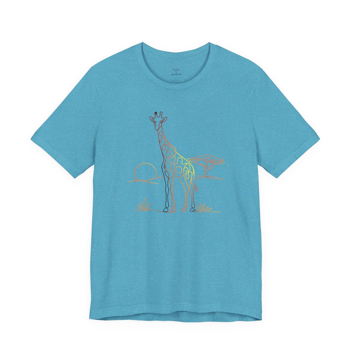 Giraffe Sunset Tee — Minimal Line Art Safari T-Shirt