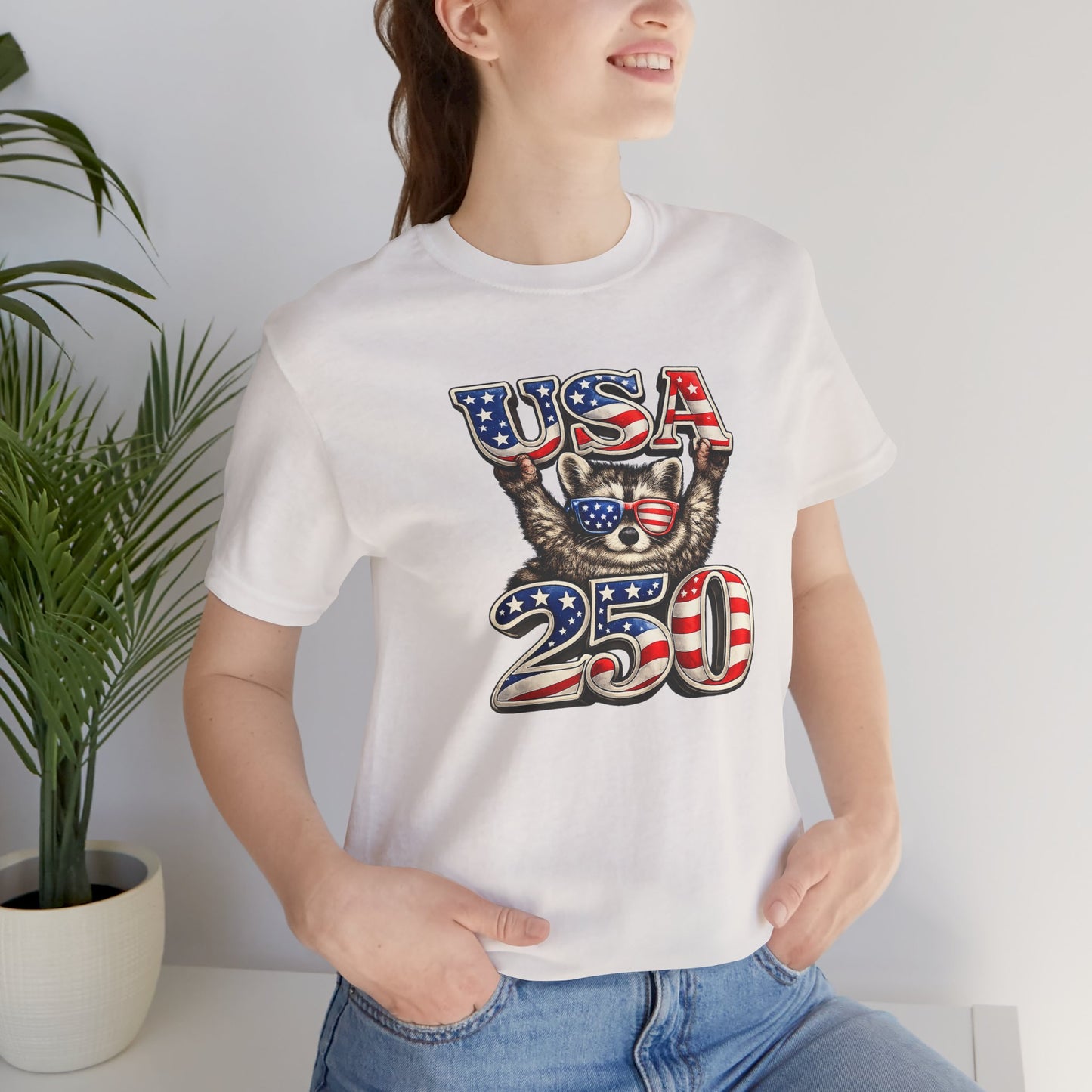 Patriot Raccoon 250th Anniversary T-Shirt — 4th of July Fireworks Flag Tee