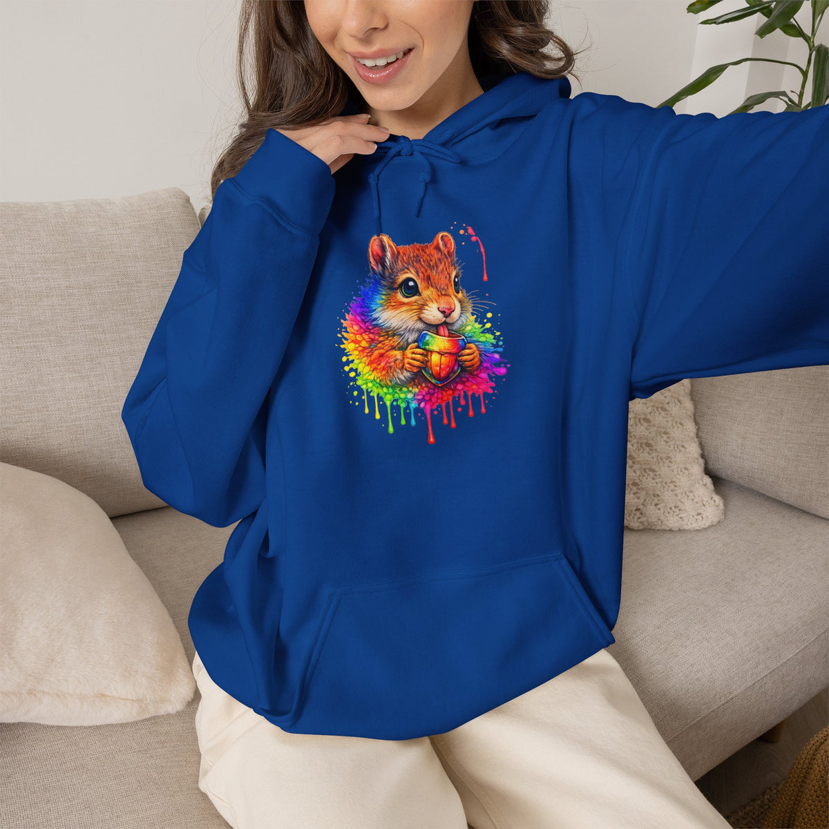 Watercolor Squirrel Hooded Sweatshirt