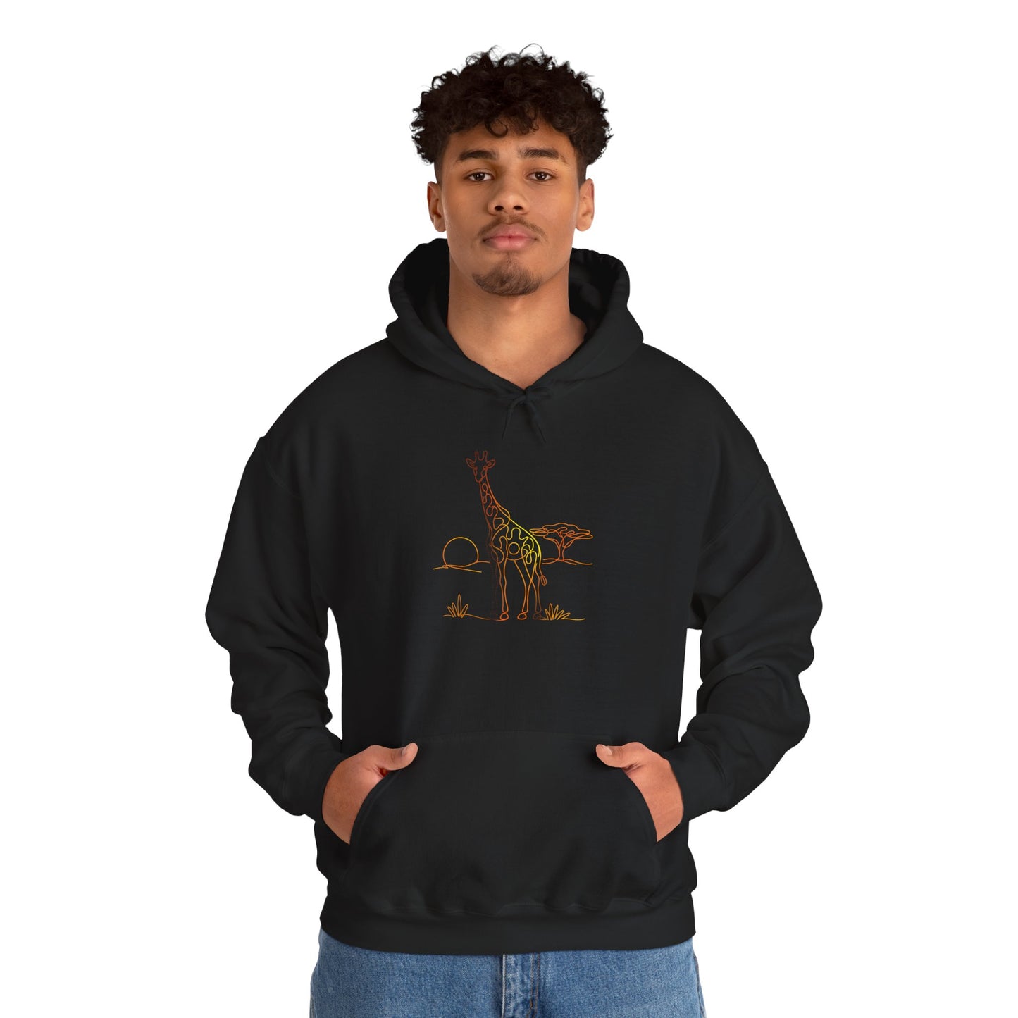 Giraffe Line Art Hoodie – Minimal Safari Illustration
