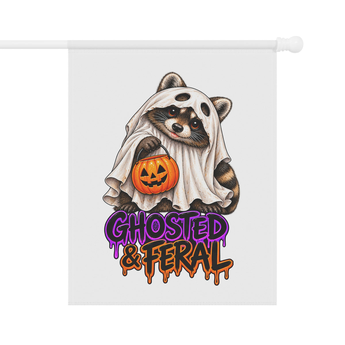 Ghosted Raccoon Garden Flag
