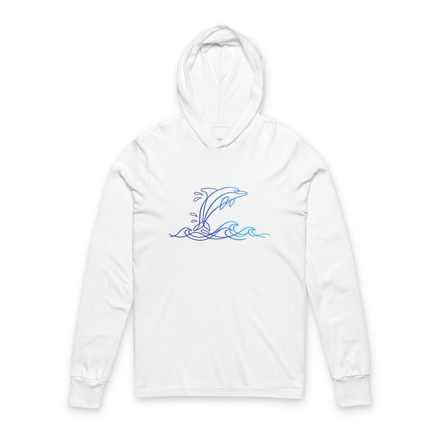 Continuous Line Art Dolphin Hooded Long Sleeve Tee