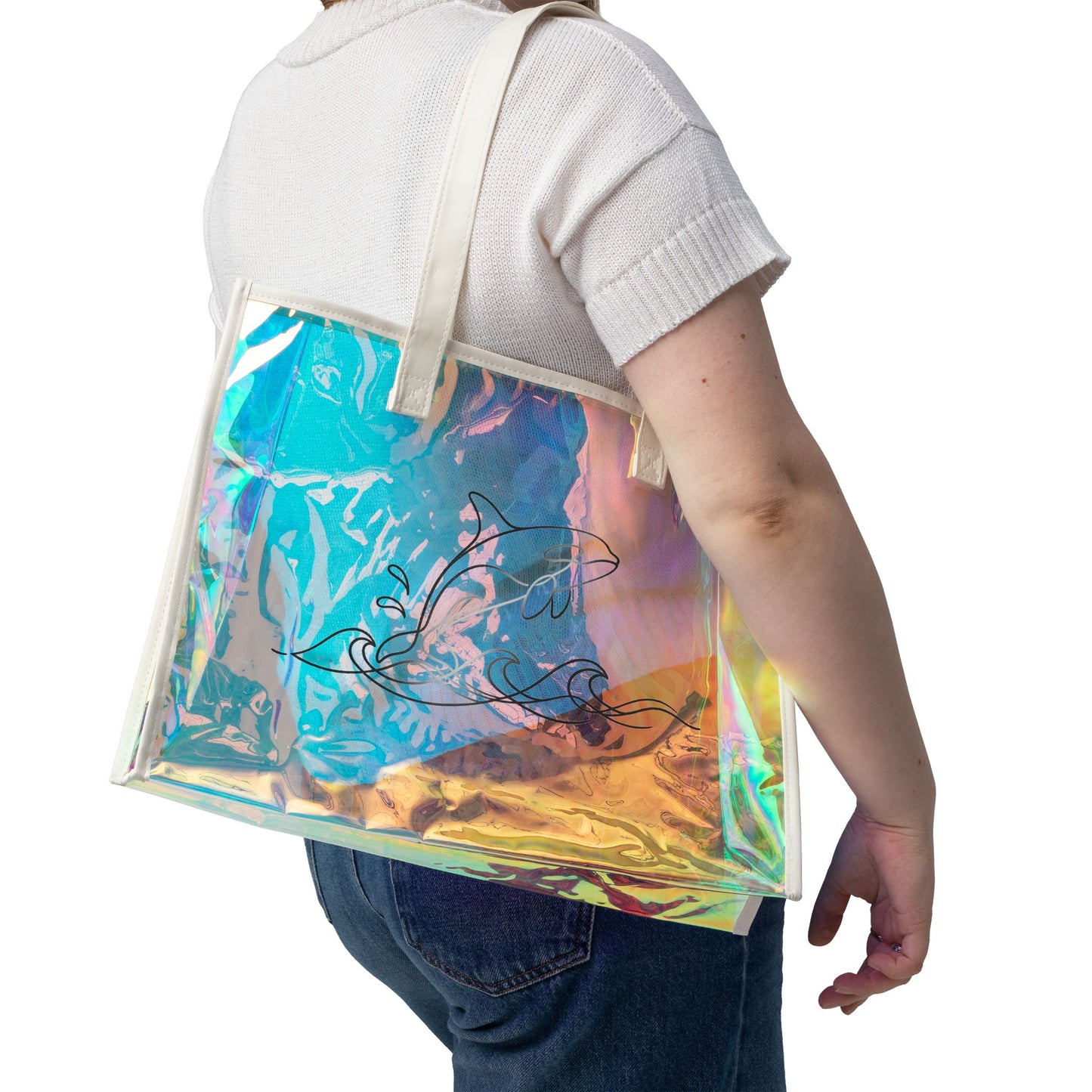 Holographic Wild Orca Beach Tote