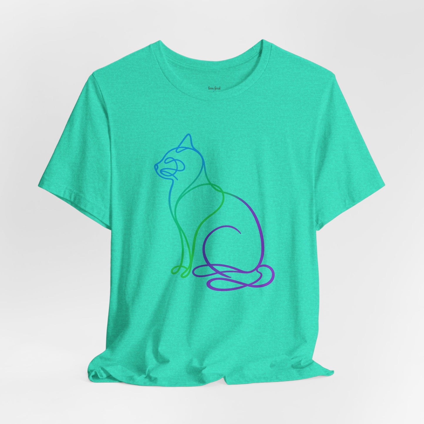 Colorful Line | Work Sitting Cat T-Shirt