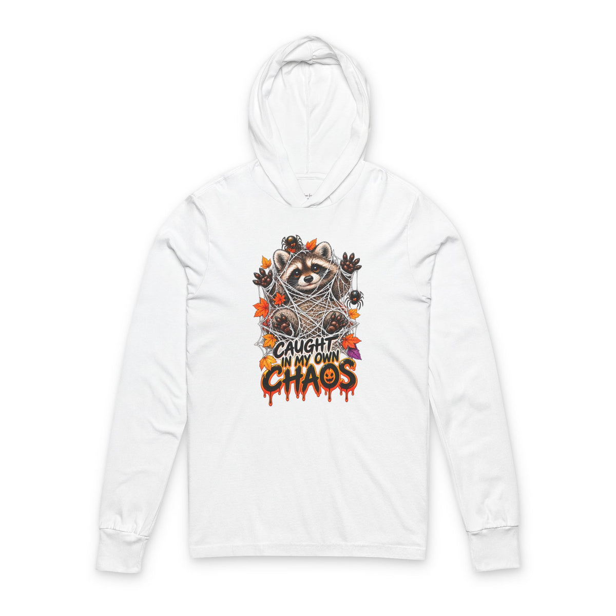 Caught Raccoon Hooded Long Sleeve Tee