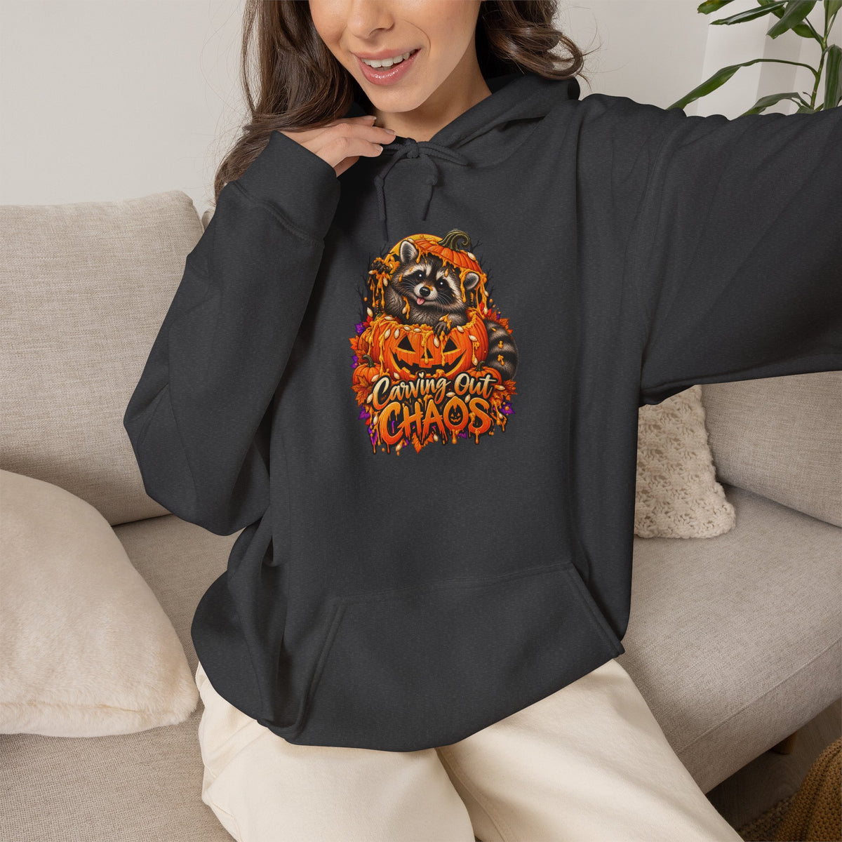 Carving Out Chaos Raccoon Hooded Sweatshirt