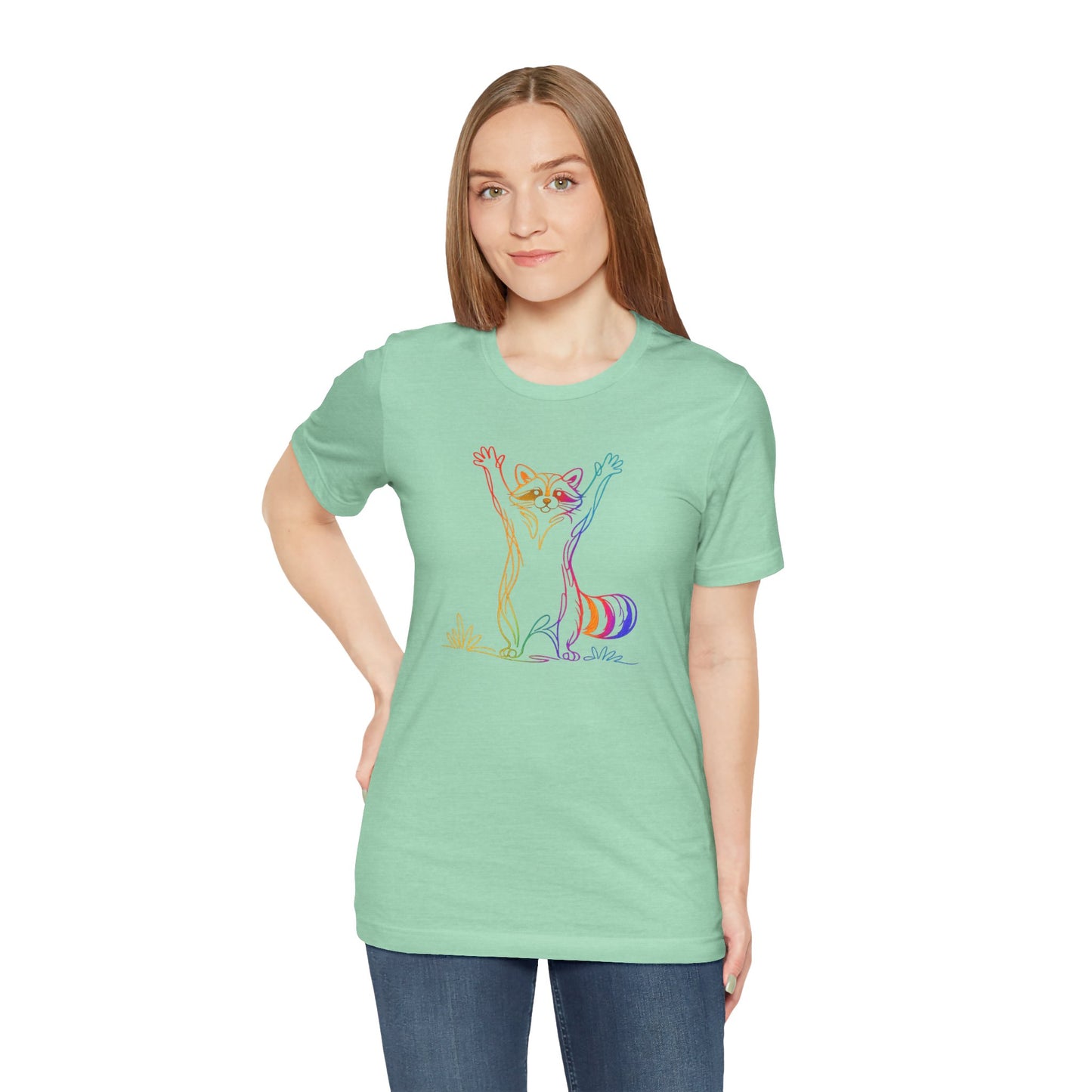 Raccoon Tee — Minimal Line Raccoon Scenic Graphic T-Shirt