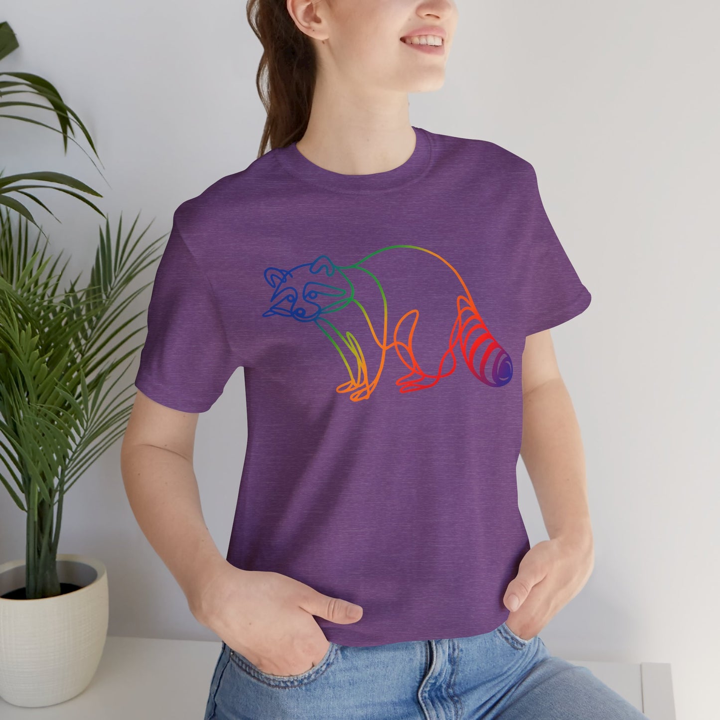 Raccoon Tee — Minimal Line Raccoon Scenic Graphic T-Shirt