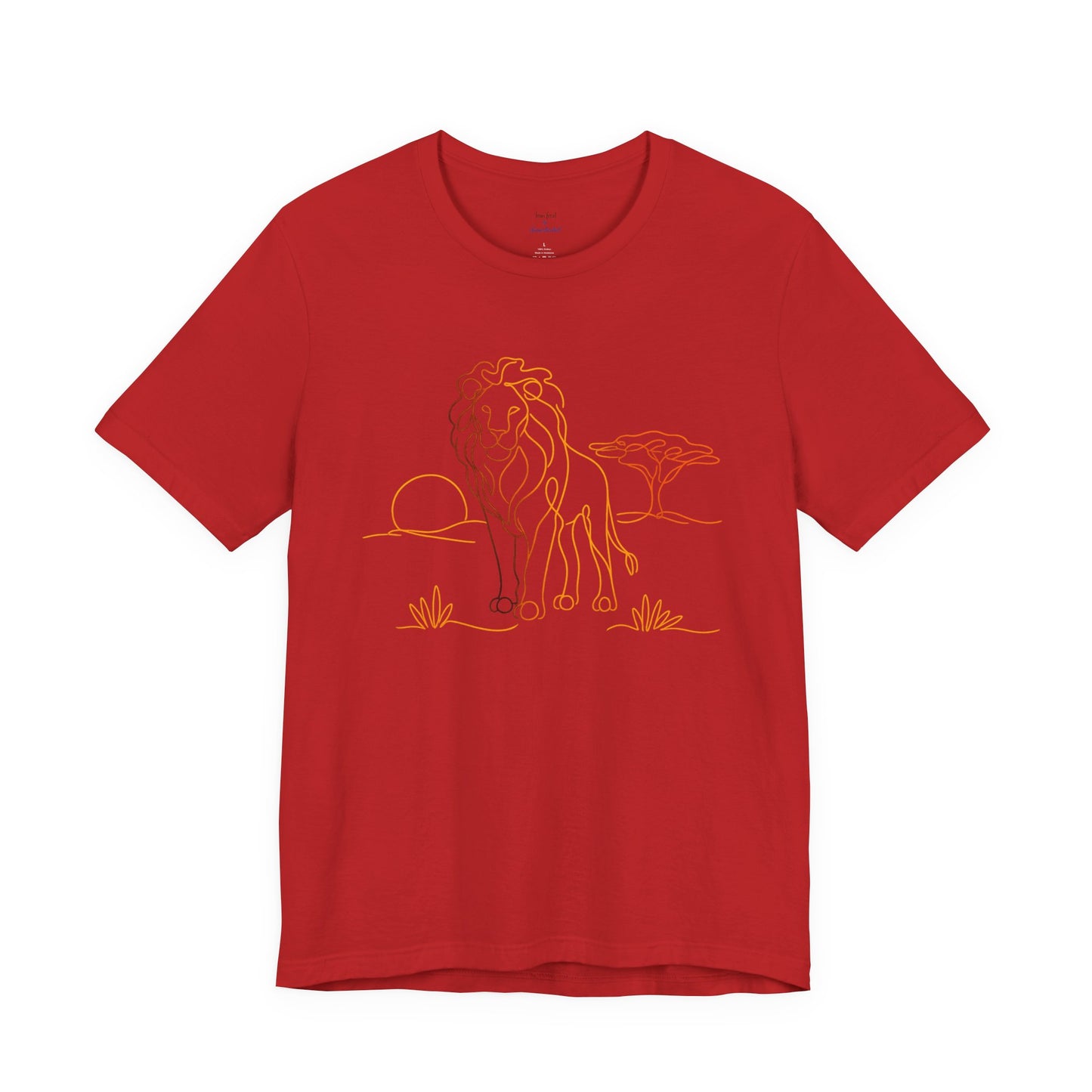 Lion Sunset Tee — Minimal Line Art Safari T-Shirt