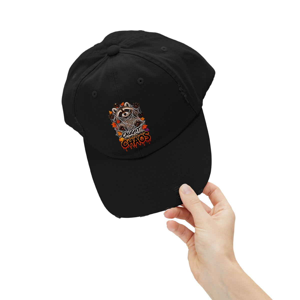 Caught Raccoon Distressed Baseball Hat