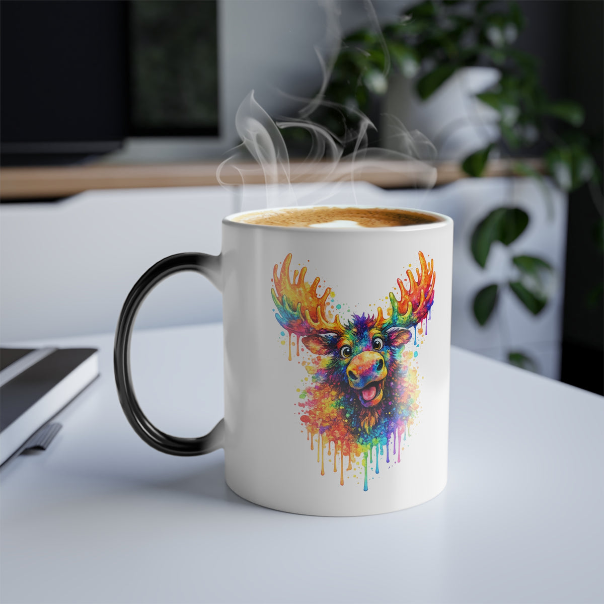 Watercolor Moose Color-Changing Mug  11 oz