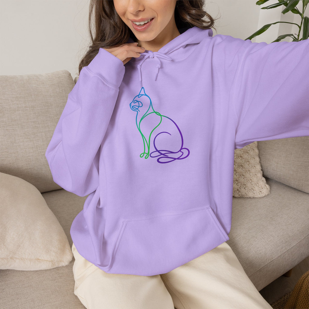 Northern Lights Cat Hooded Sweatshirt
