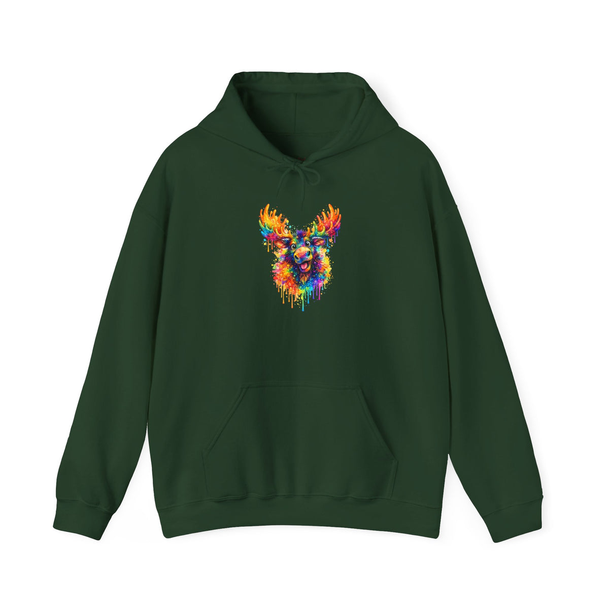 Watercolor Moose Hooded Sweatshirt