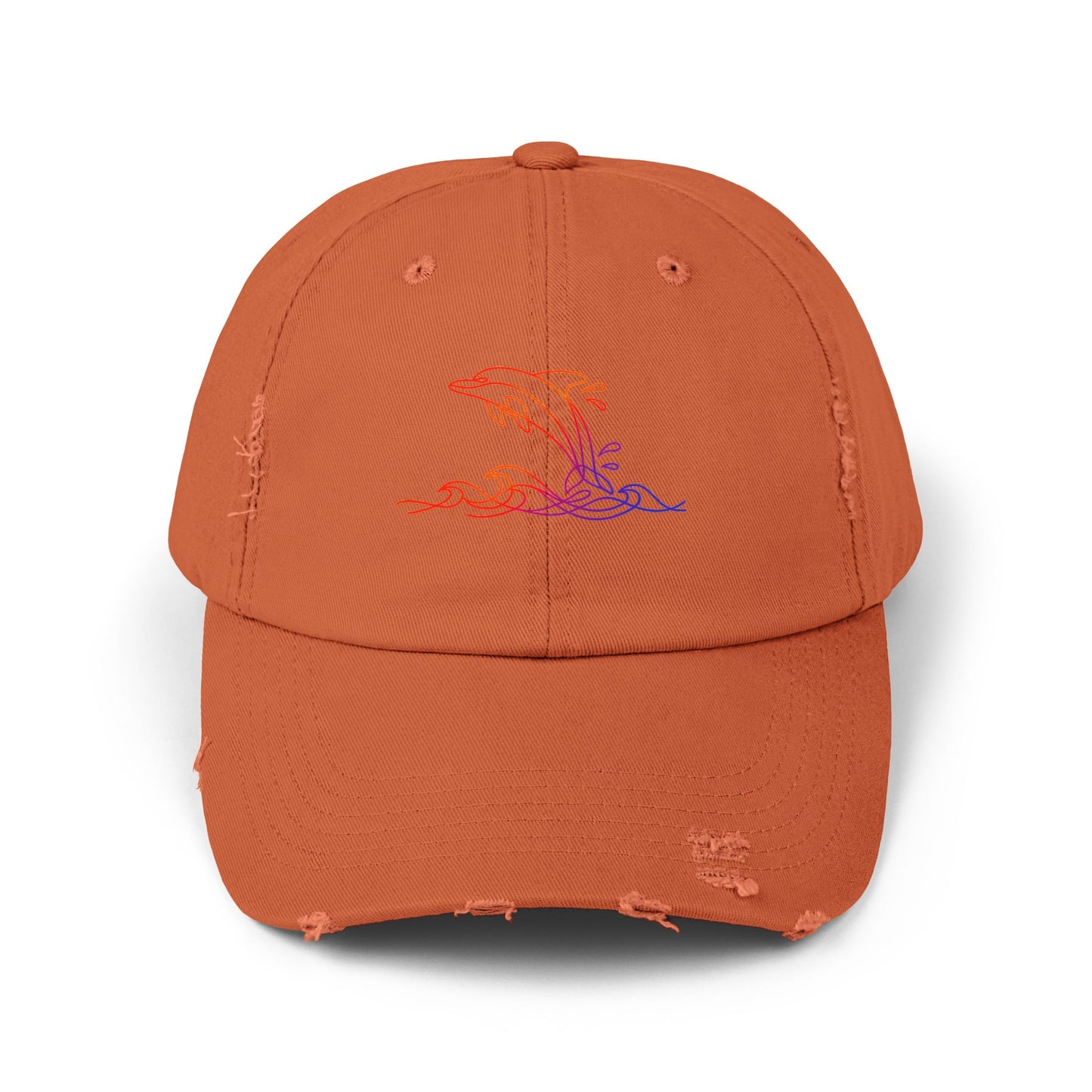 Sunset Splashing Dolphin | Distressed Cap