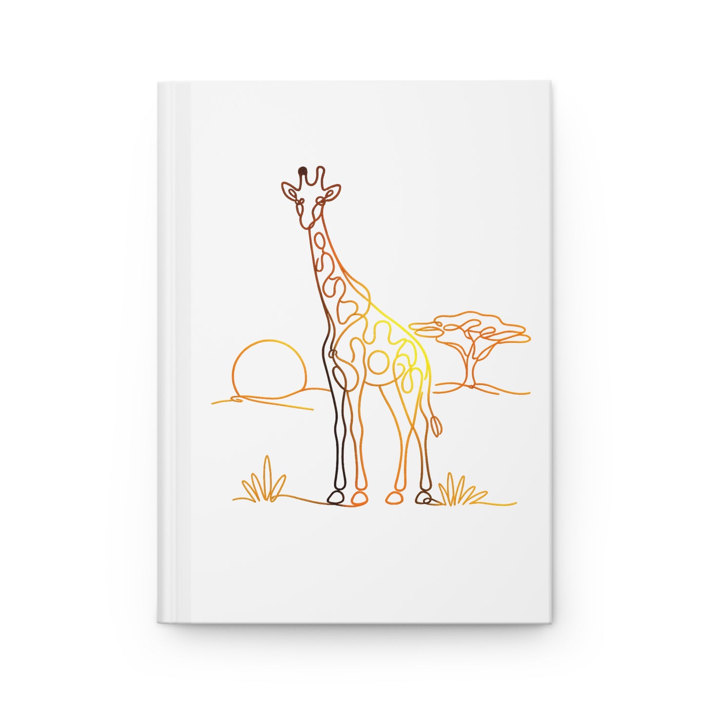 Giraffe Sunrise Hardcover Journal — Minimal Safari Sketch Notebook