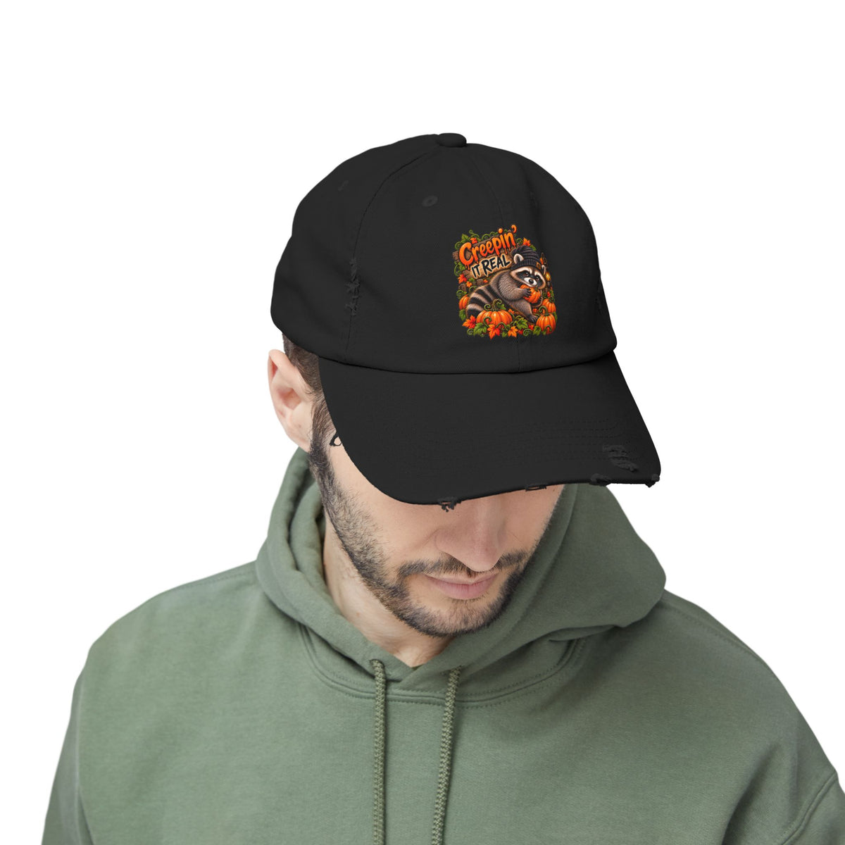 Creepin' Raccoon Distressed Baseball Hat