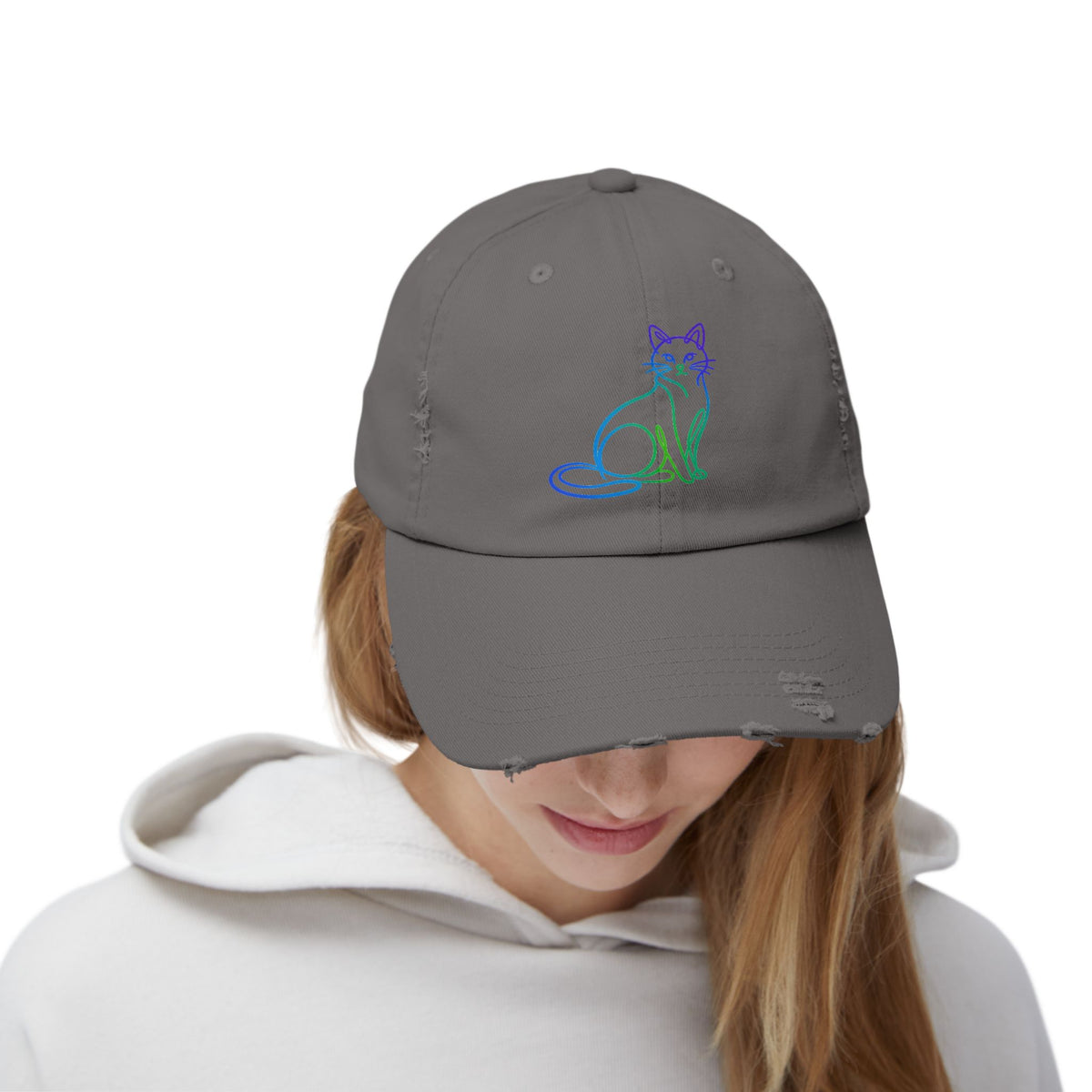 Northern Lights Cat Distressed Cap