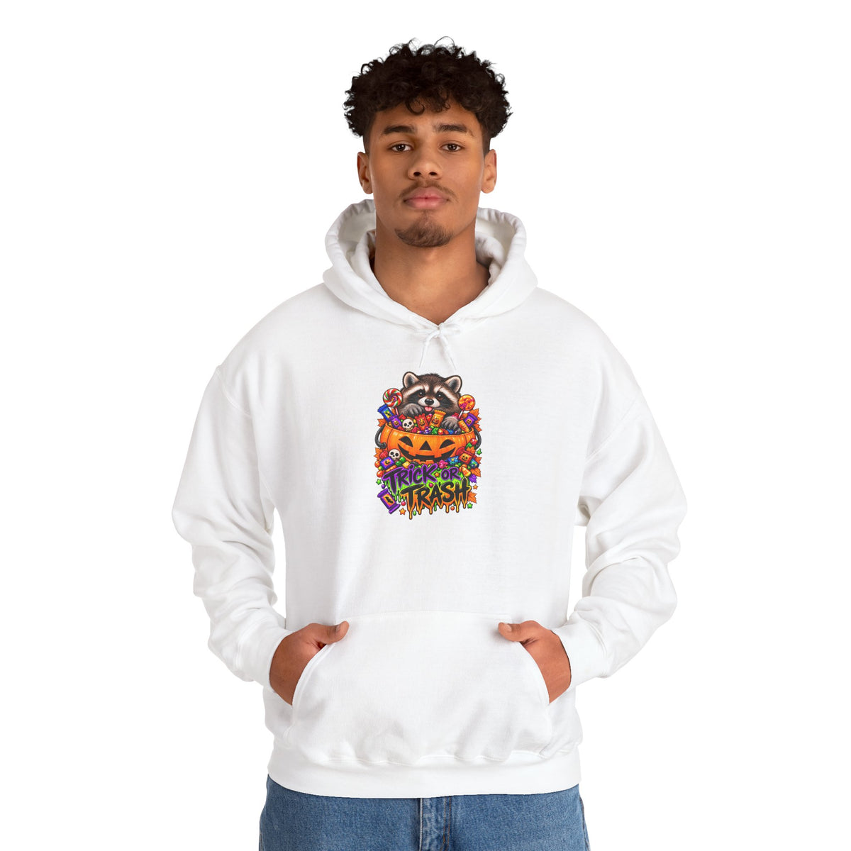 Trick or Trash Raccoon Hooded Sweatshirt
