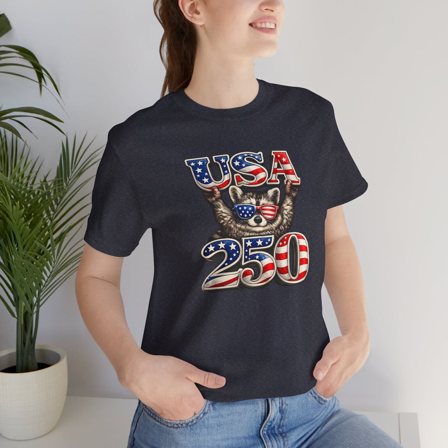 Patriot Raccoon 250th Anniversary T-Shirt — 4th of July Fireworks Flag Tee