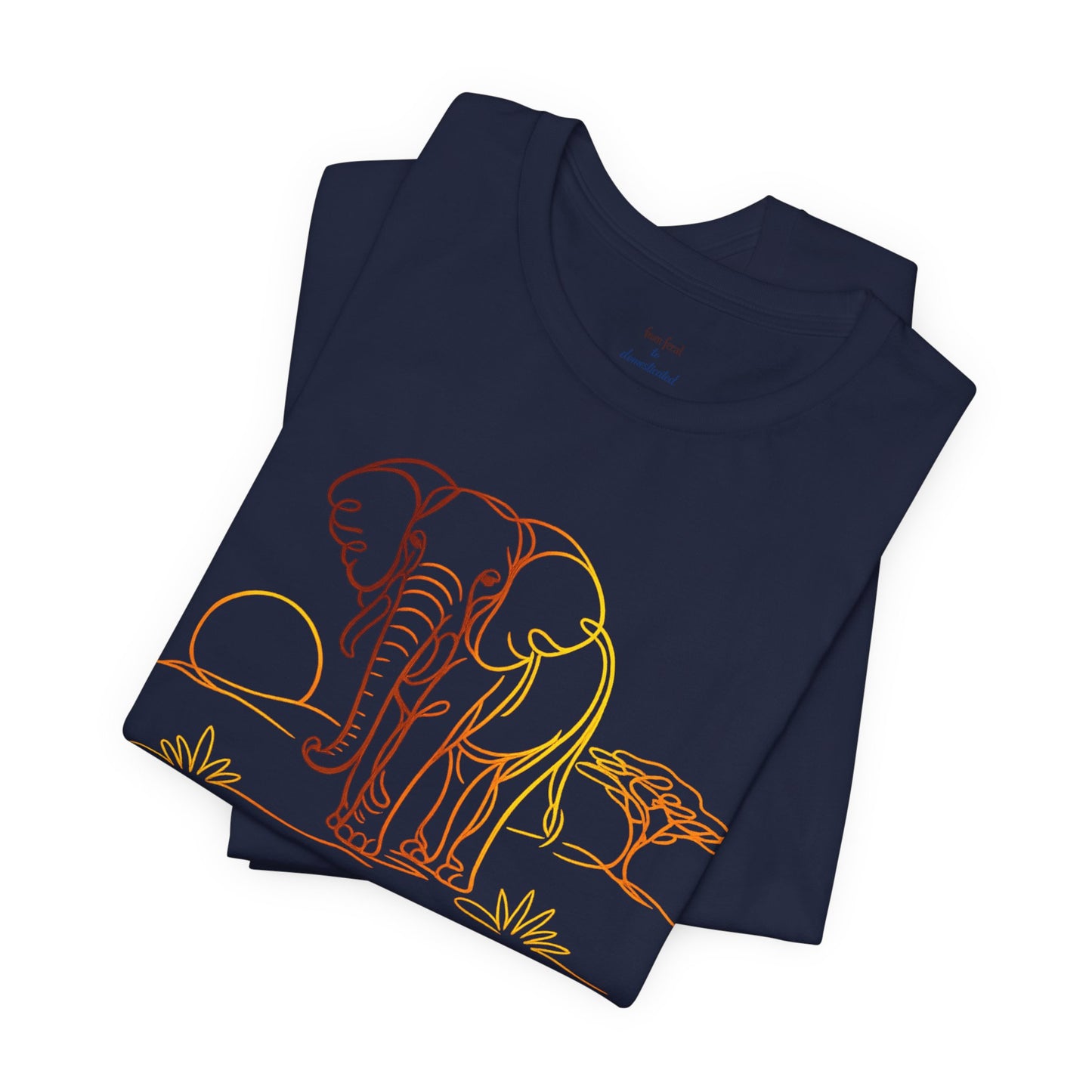Elephant Sunset Tee — Minimal Line Art Safari T-Shirt